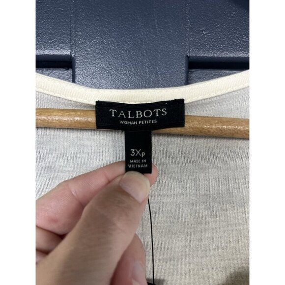 Talbots Shirt Womens 3X Petite Ivory Cream Blouse Lightweight Short Sleeve - Picture 6 of 11